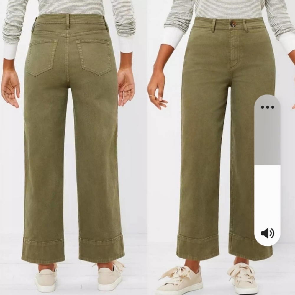 NWT Loft Ann Taylor Curvy High Rise Wide Leg Jeans in Vintage Olive Size 28 6